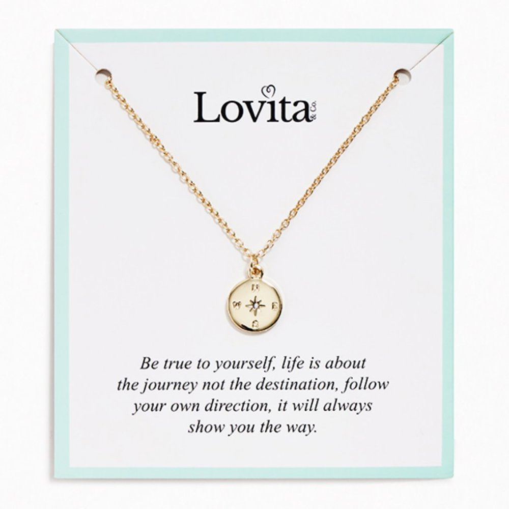 NEW LOVITA JEWELRY Never Lost Necklace Gold Compass NWT!